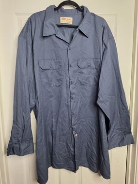 Dickies Navy Blue Work Shirt with Red Logo Patch